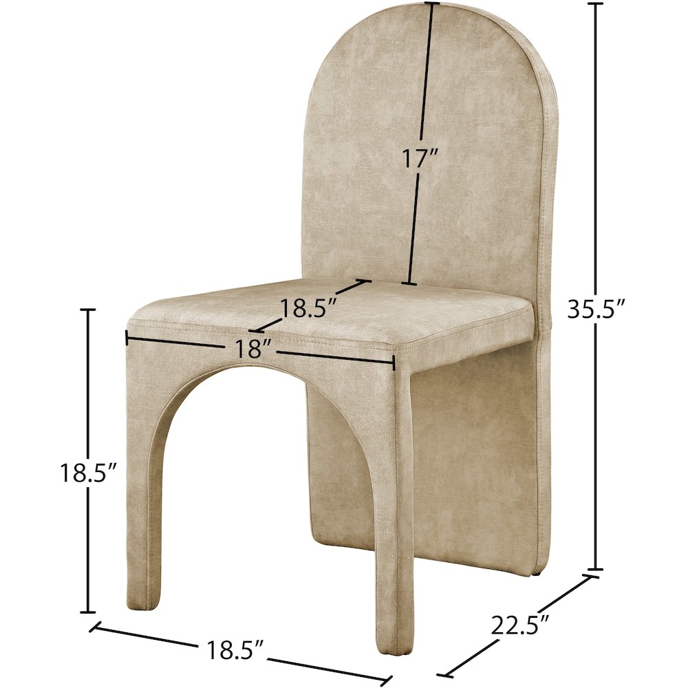 Summer Beige Velvet Dining Side Chair, Set of 2. Picture 5