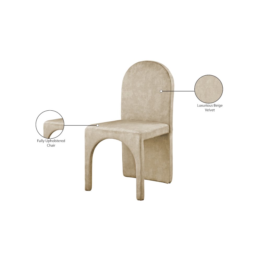 Summer Beige Velvet Dining Side Chair, Set of 2. Picture 6