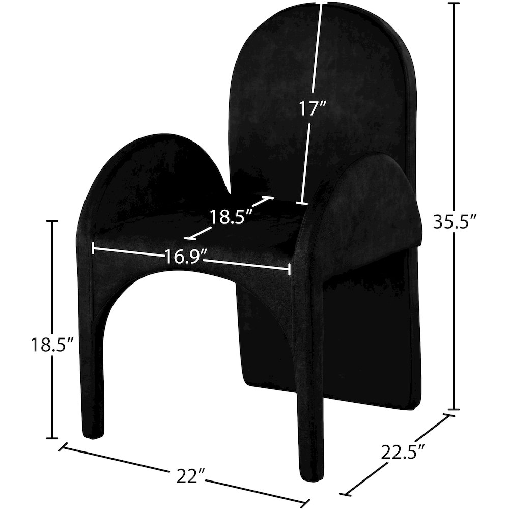 Summer Black Velvet Dining Arm Chair, Set of 2. Picture 5