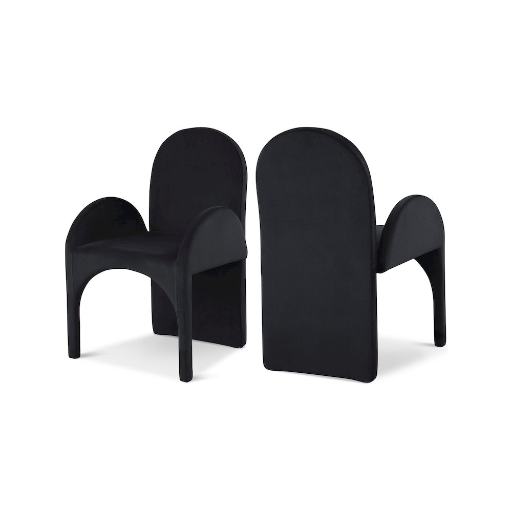 Summer Black Velvet Dining Arm Chair, Set of 2. Picture 1
