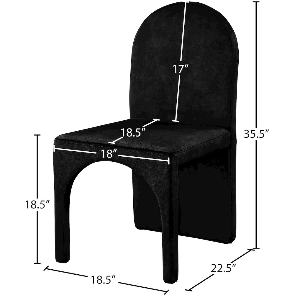 Summer Black Velvet Dining Side Chair, Set of 2. Picture 5