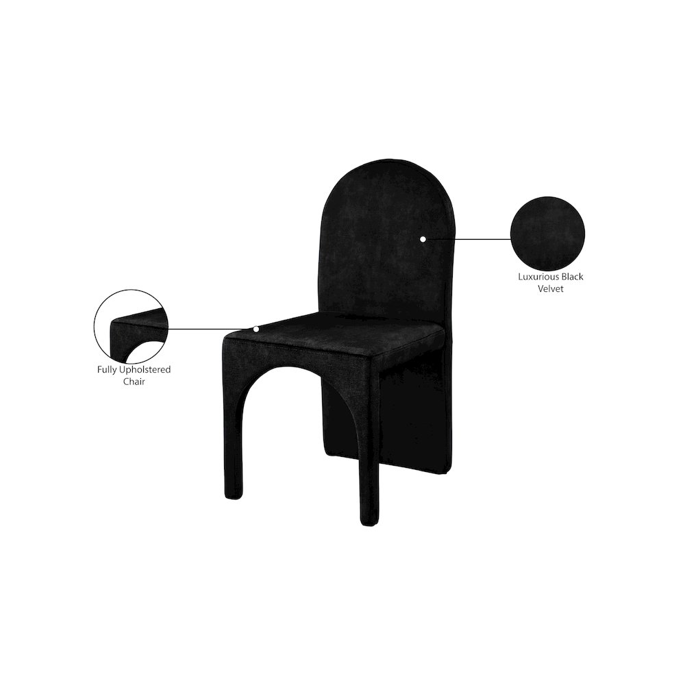 Summer Black Velvet Dining Side Chair, Set of 2. Picture 6