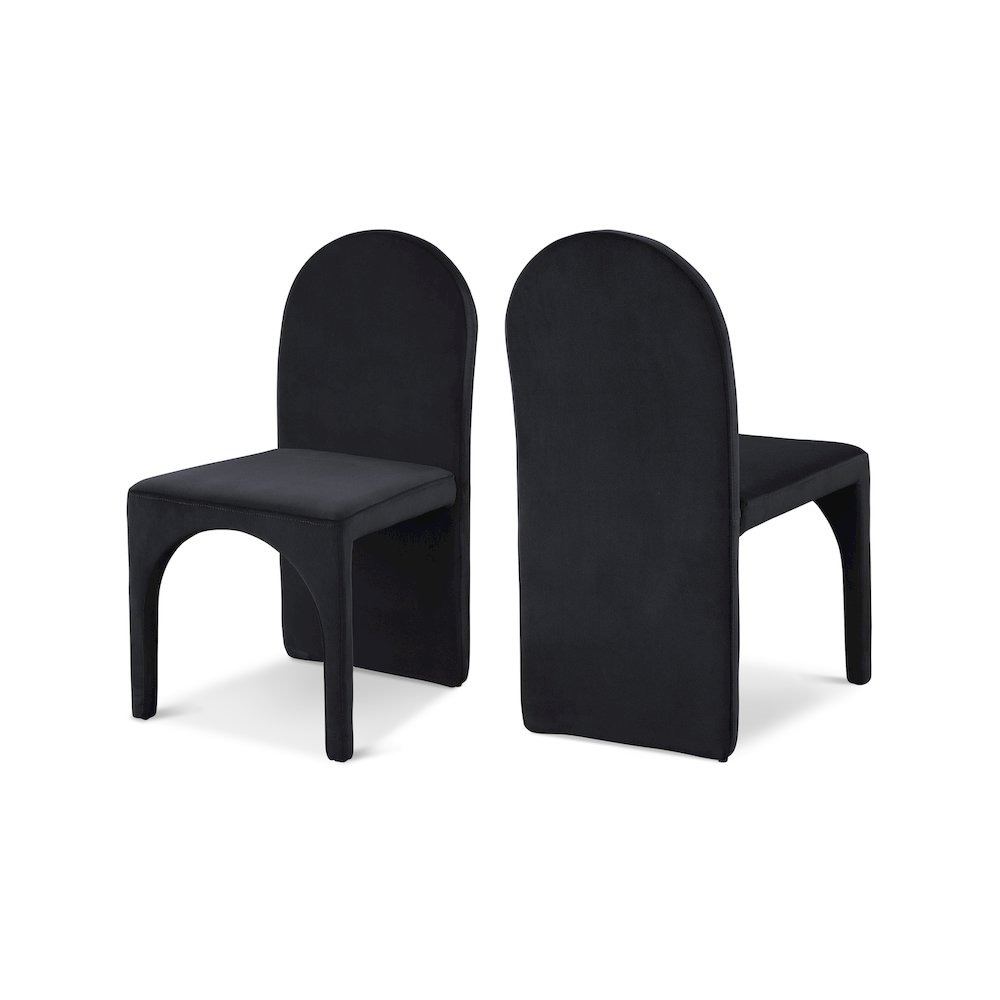 Summer Black Velvet Dining Side Chair, Set of 2. Picture 1