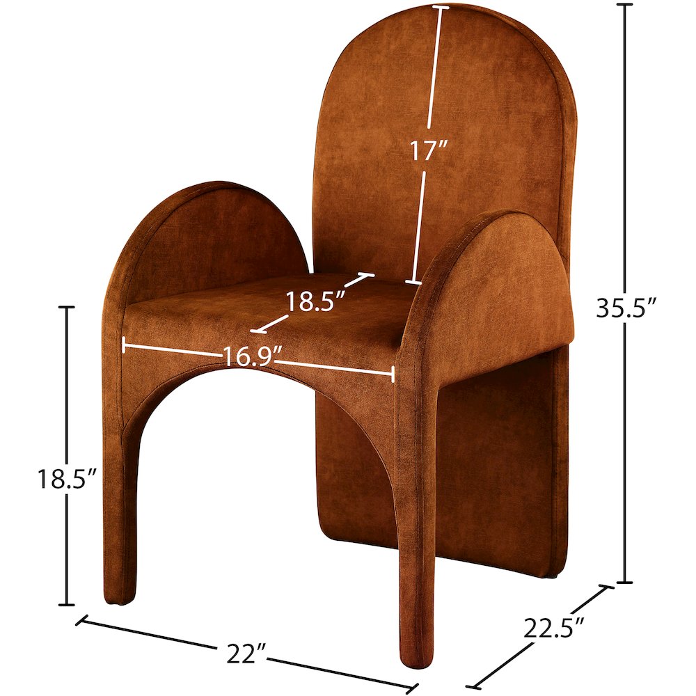 Summer Cognac Velvet Dining Arm Chair, Set of 2. Picture 5