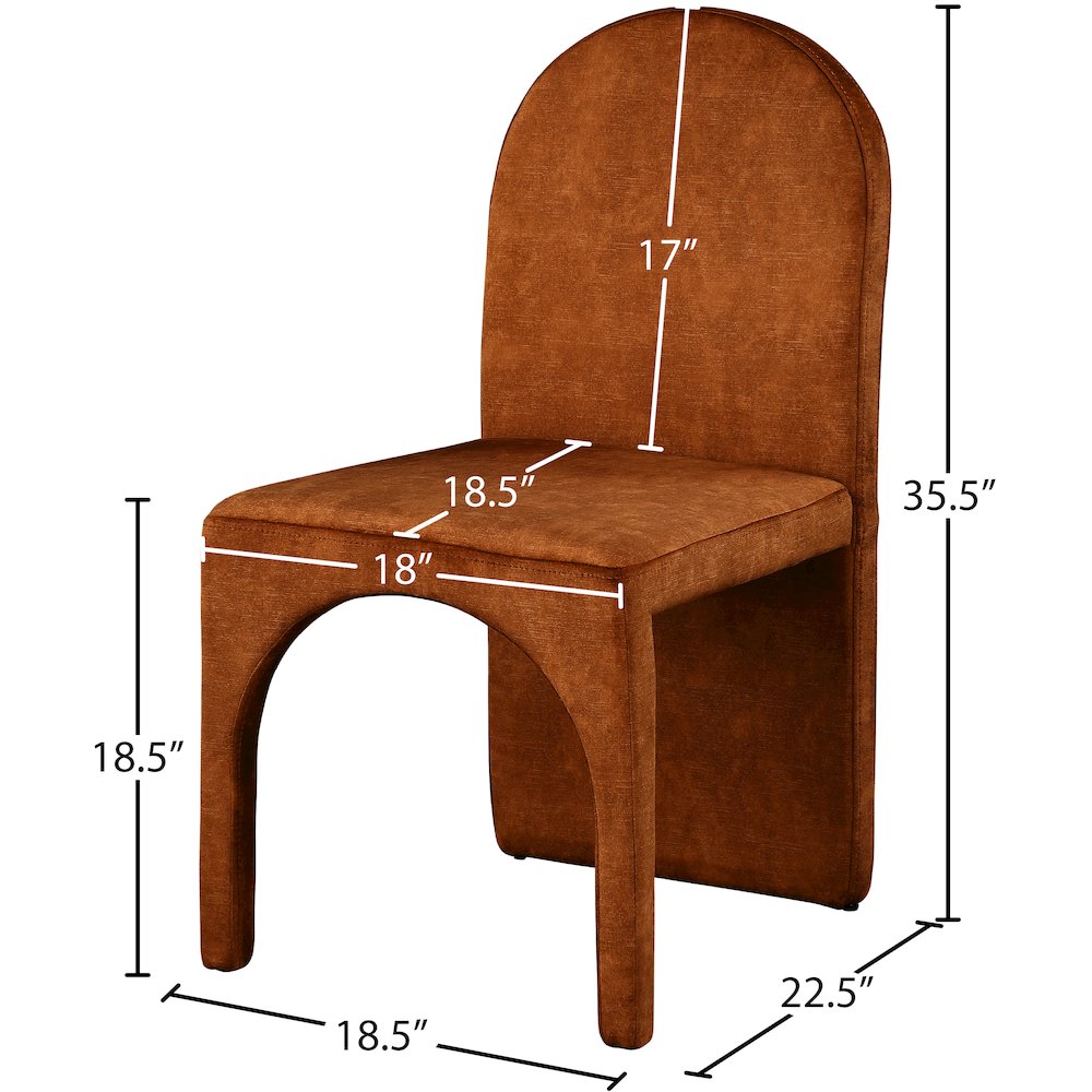 Summer Cognac Velvet Dining Side Chair, Set of 2. Picture 5