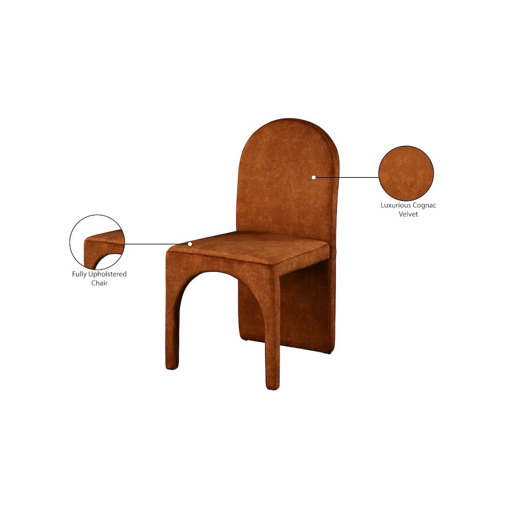 Summer Cognac Velvet Dining Side Chair, Set of 2. Picture 6