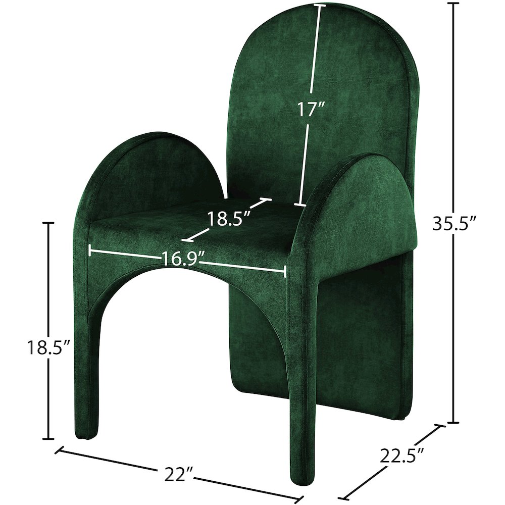 Summer Green Velvet Dining Arm Chair, Set of 2. Picture 5