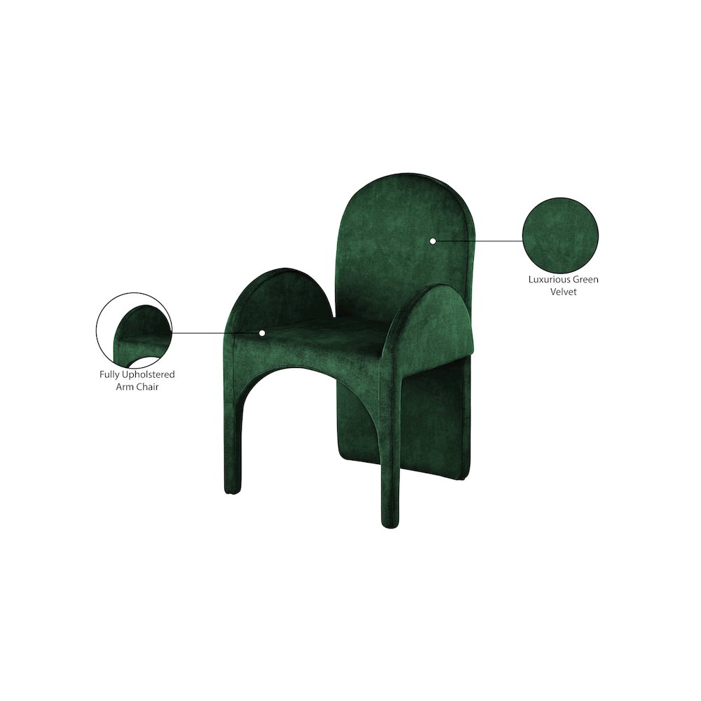 Summer Green Velvet Dining Arm Chair, Set of 2. Picture 6