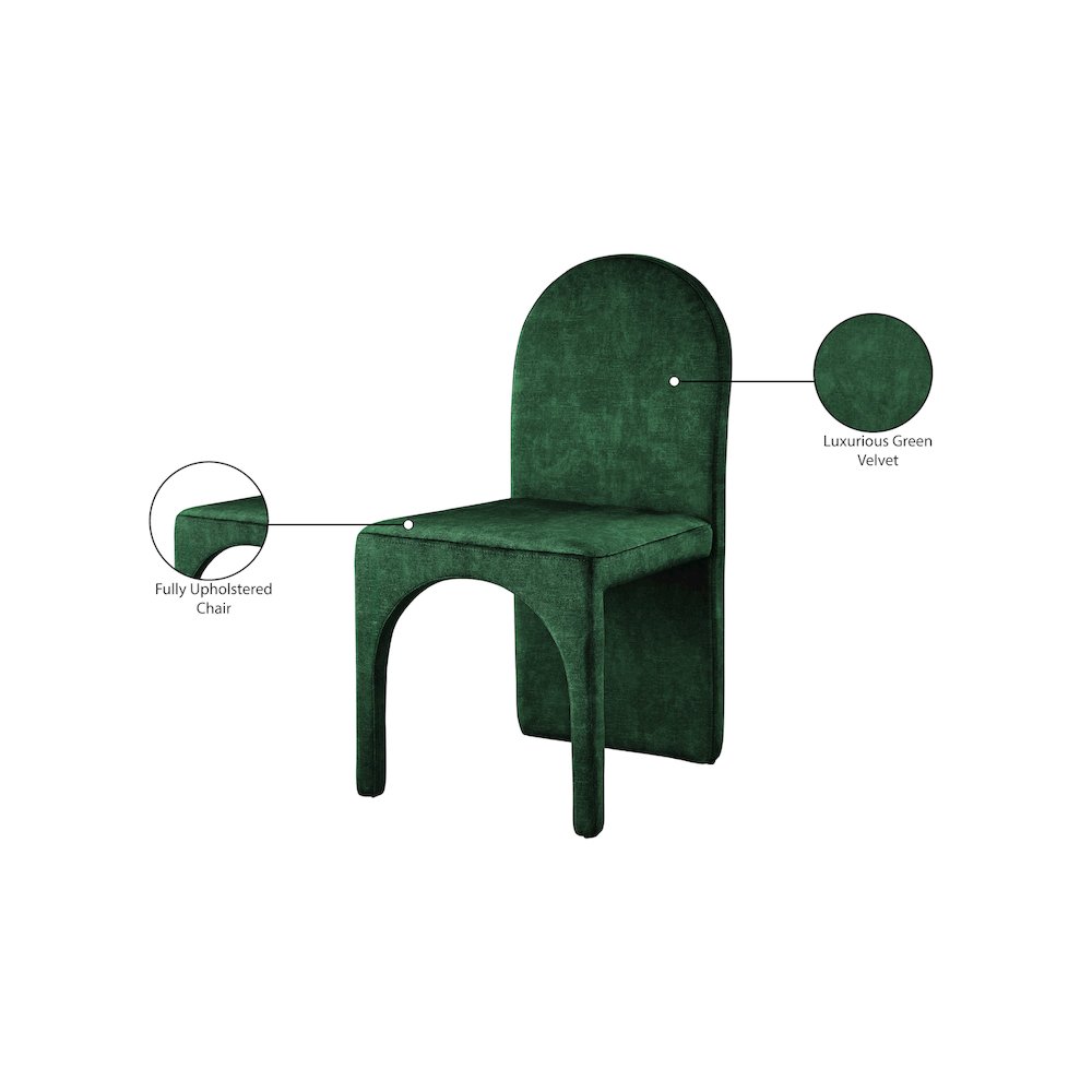 Summer Green Velvet Dining Side Chair, Set of 2. Picture 6
