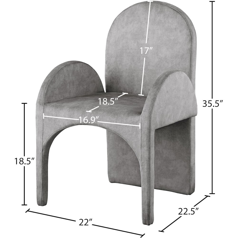 Summer Grey Velvet Dining Arm Chair, Set of 2. Picture 5