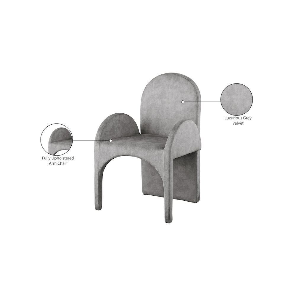 Summer Grey Velvet Dining Arm Chair, Set of 2. Picture 6