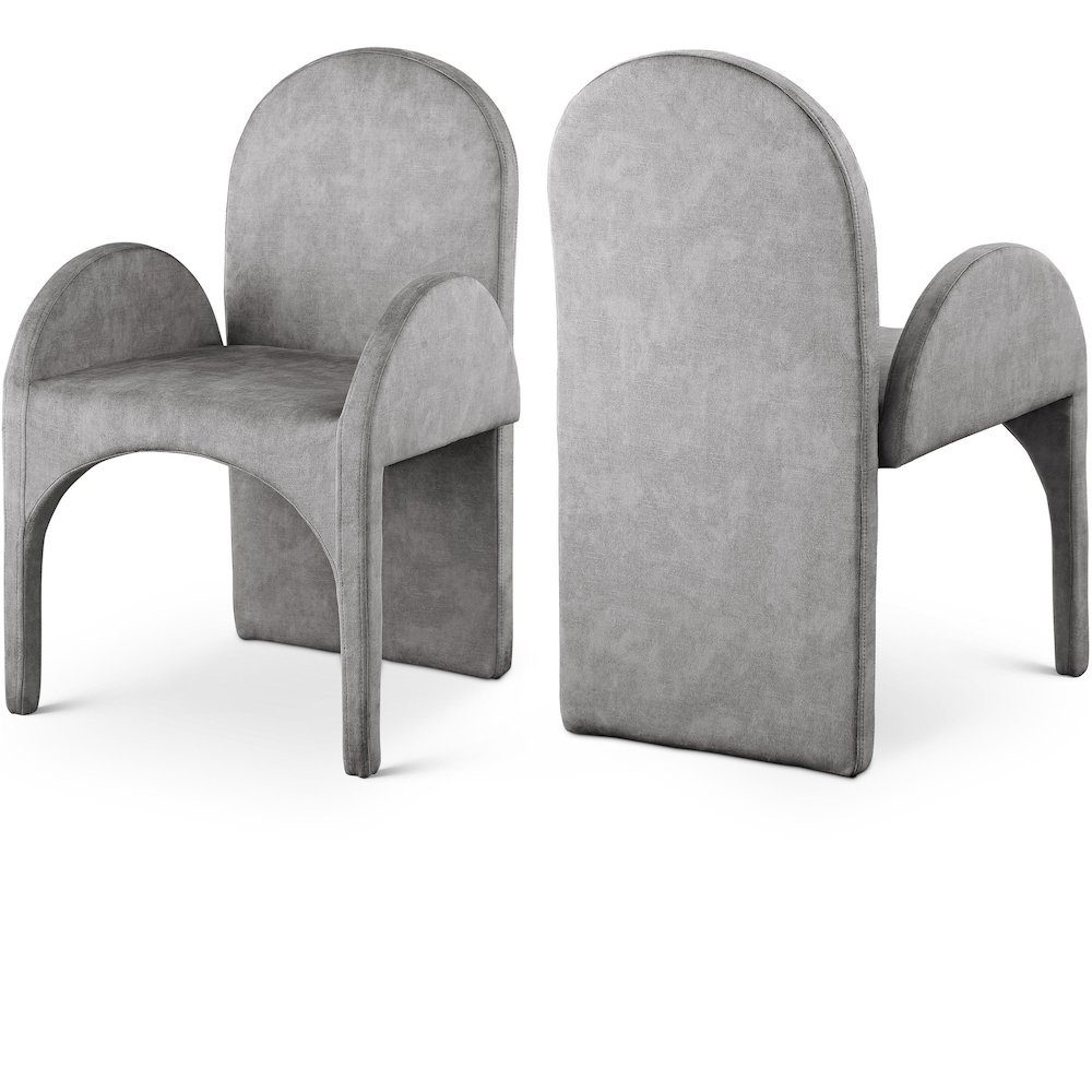Summer Grey Velvet Dining Arm Chair, Set of 2. Picture 1