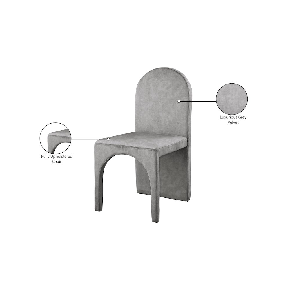 Summer Grey Velvet Dining Side Chair, Set of 2. Picture 6