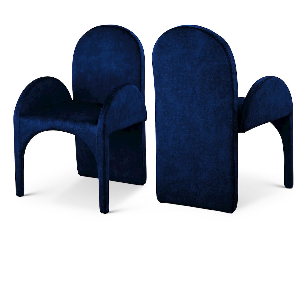 Summer Navy Velvet Dining Arm Chair, Set of 2. Picture 1