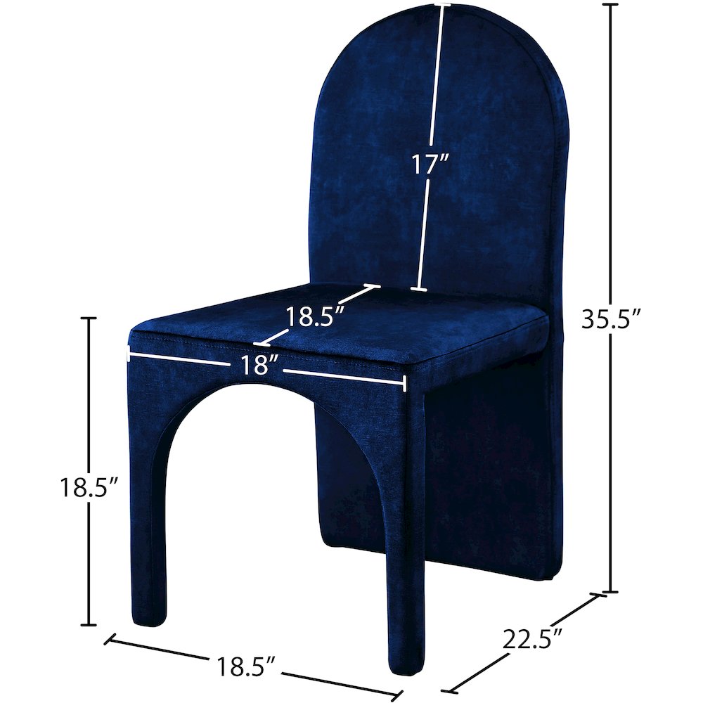 Summer Navy Velvet Dining Side Chair, Set of 2. Picture 5