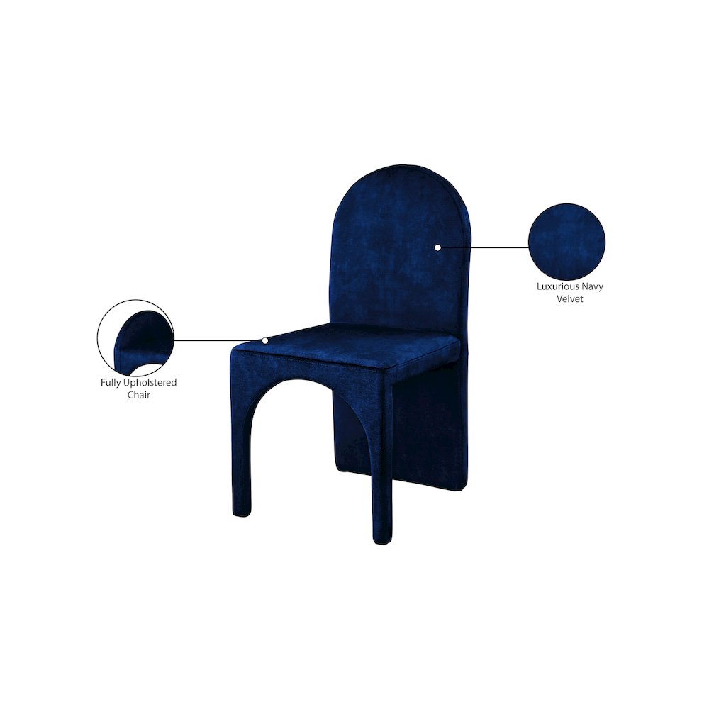 Summer Navy Velvet Dining Side Chair, Set of 2. Picture 6