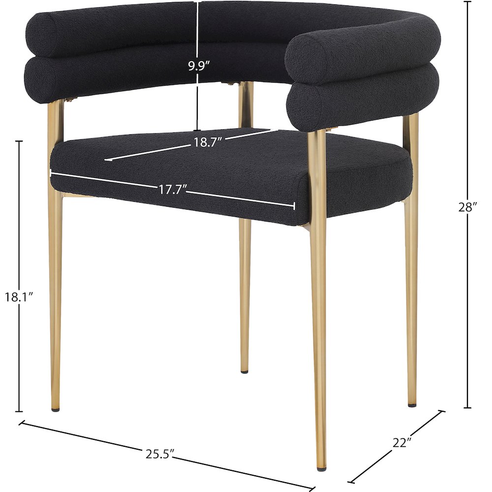 Brielle Black Boucle Fabric Dining Chair, Set of 2. Picture 5