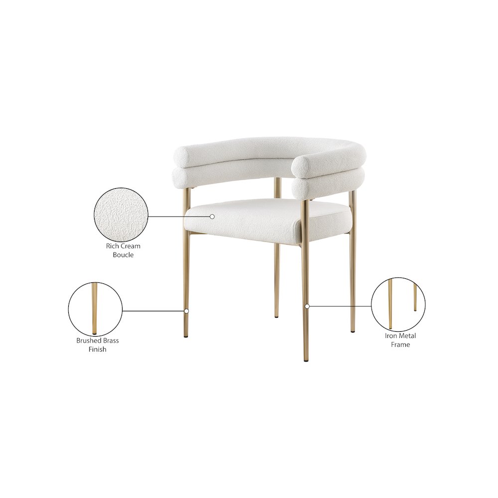 Brielle Cream Boucle Fabric Dining Chair, Set of 2. Picture 6
