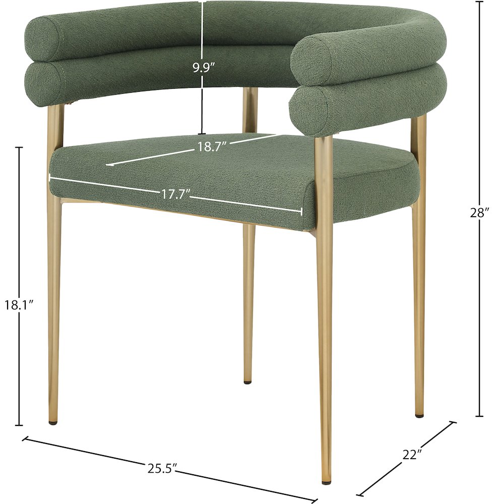 Brielle Green Boucle Fabric Dining Chair, Set of 2. Picture 5