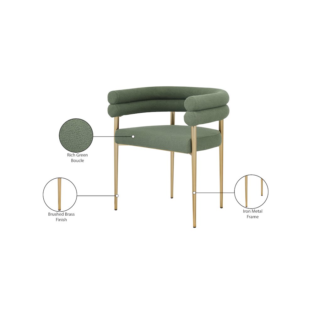 Brielle Green Boucle Fabric Dining Chair, Set of 2. Picture 6