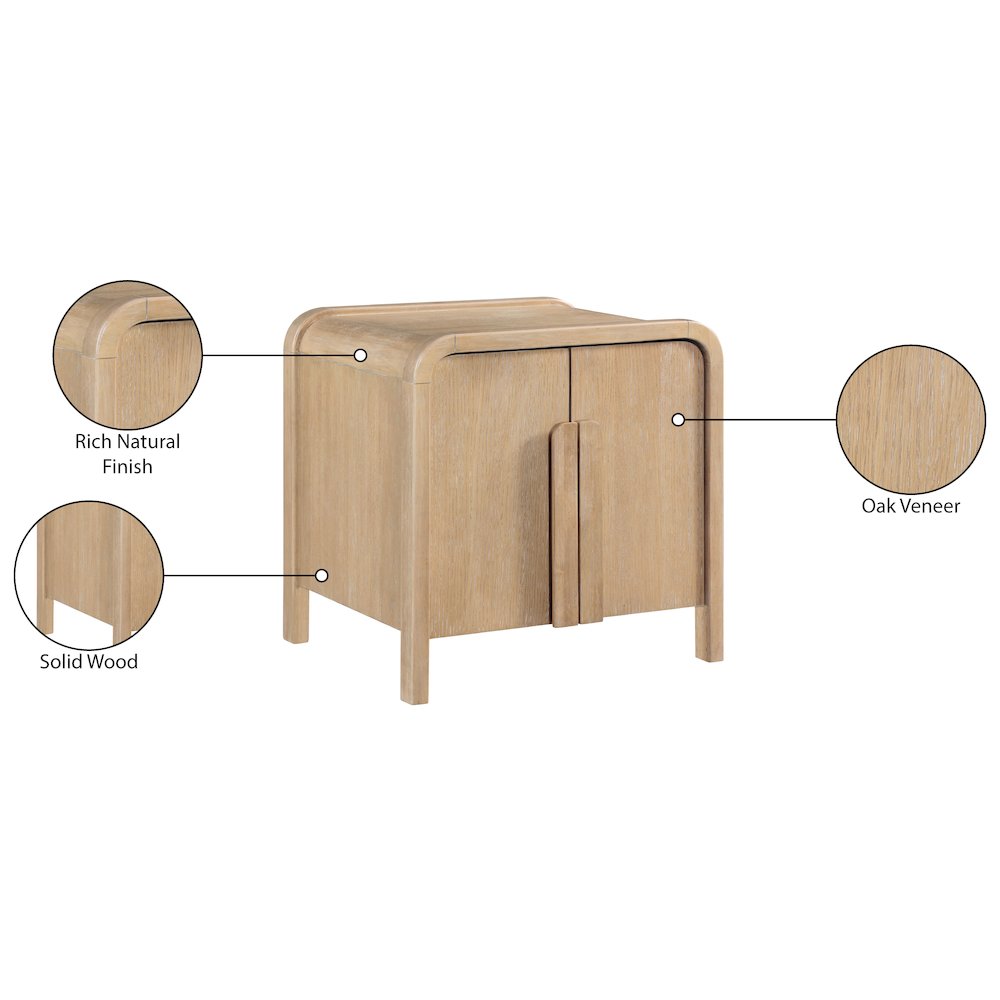Harmony Natural Oak Veneer Rubberwood Night Stand. Picture 11