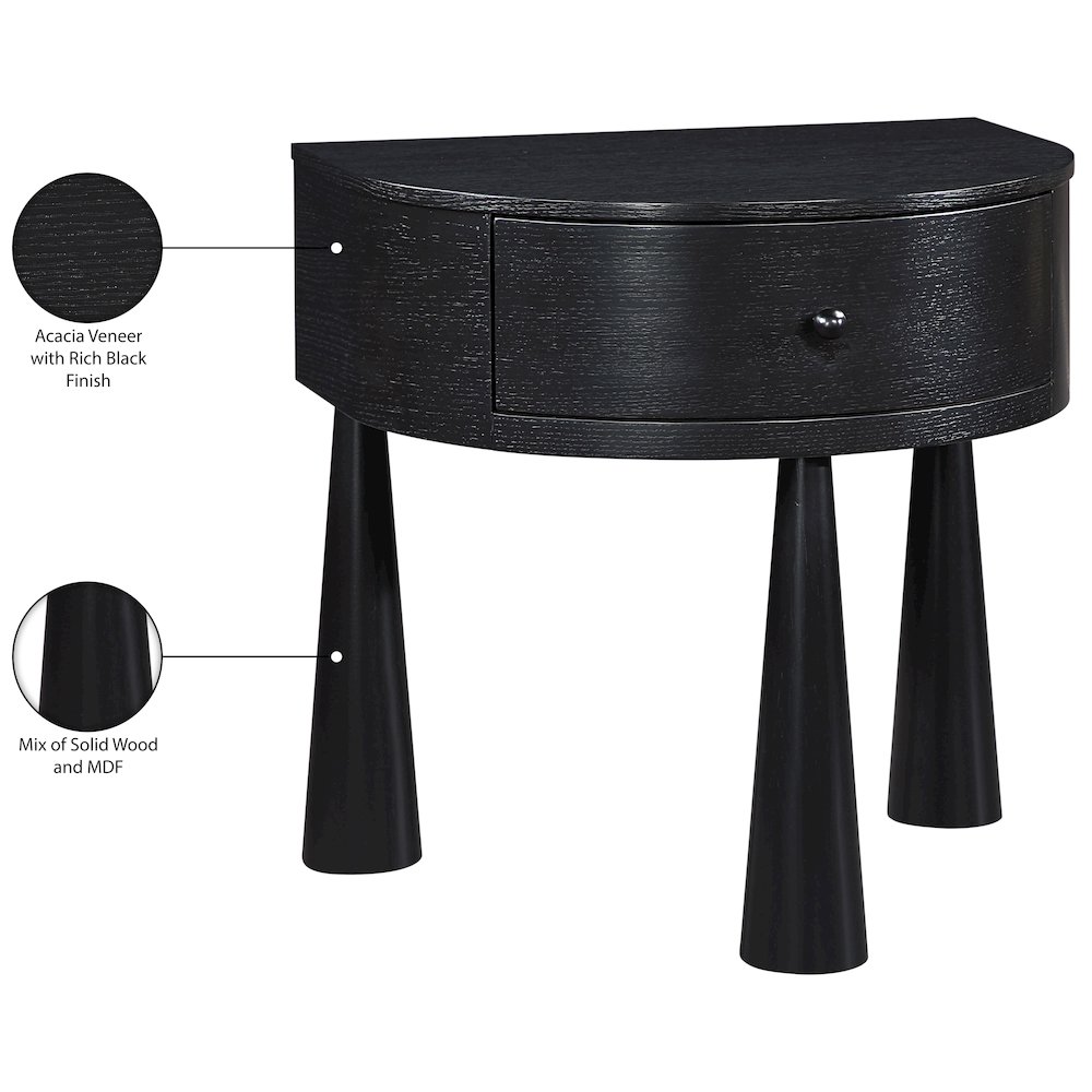 Oasis Black Acacia Veneer And Solid Wood Night Stand. Picture 12