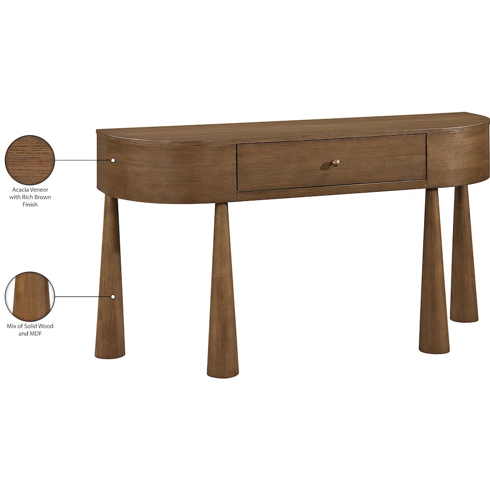 Oasis Brown Acacia Veneer And Solid Wood Console Table. Picture 12