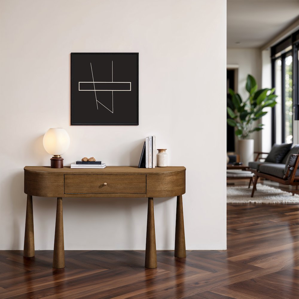 Oasis Brown Acacia Veneer And Solid Wood Console Table. Picture 2
