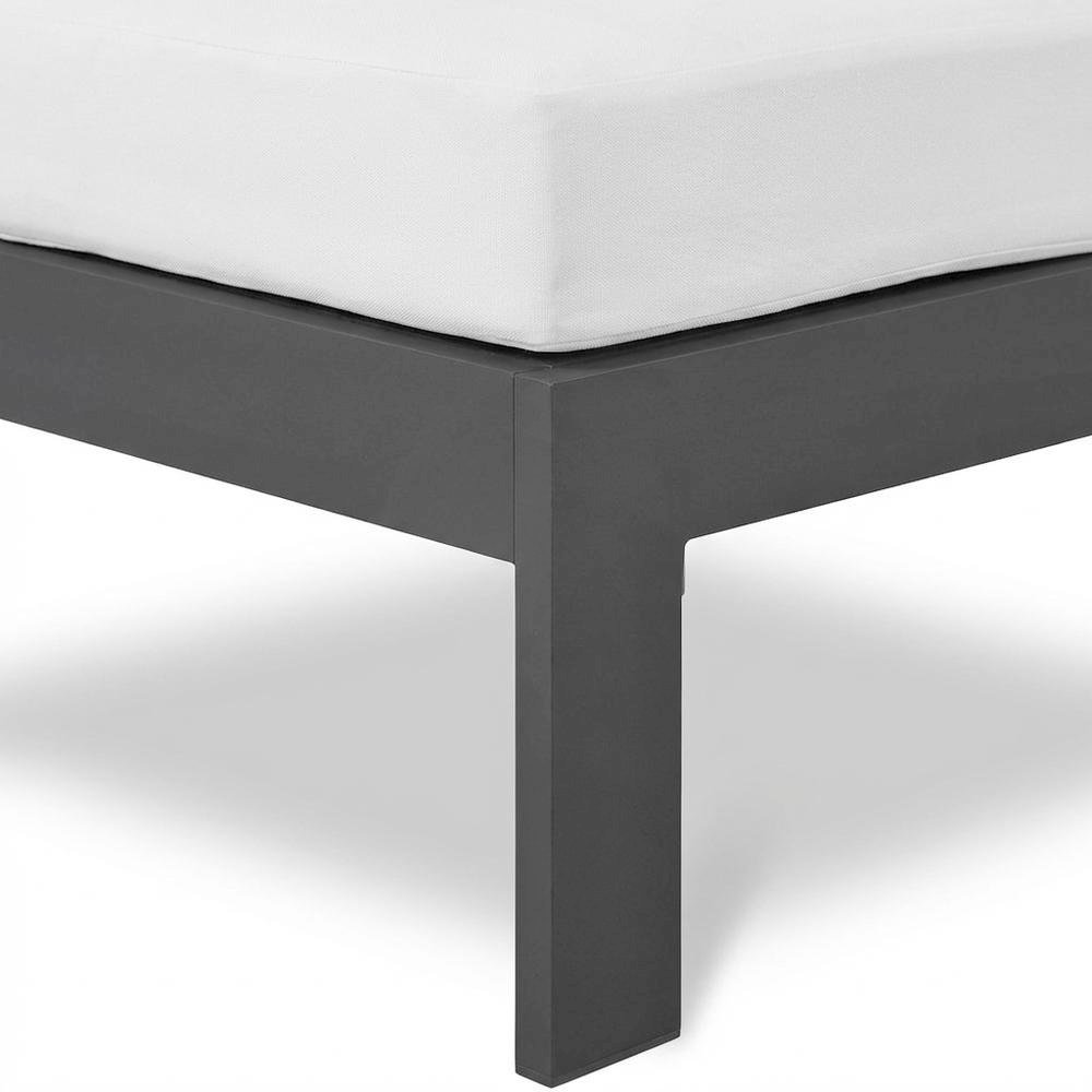 White Fabric Outdoor Patio Aluminum Corner Chair With Contemporary Design. Picture 6
