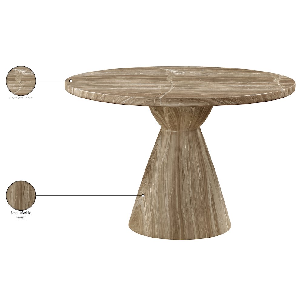 Aquino 43.5" Beige Concrete Indoor/Outdoor Dining Table. Picture 7