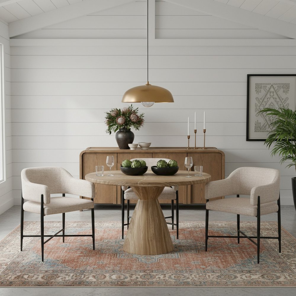 Aquino 43.5" Beige Concrete Indoor/Outdoor Dining Table. Picture 2