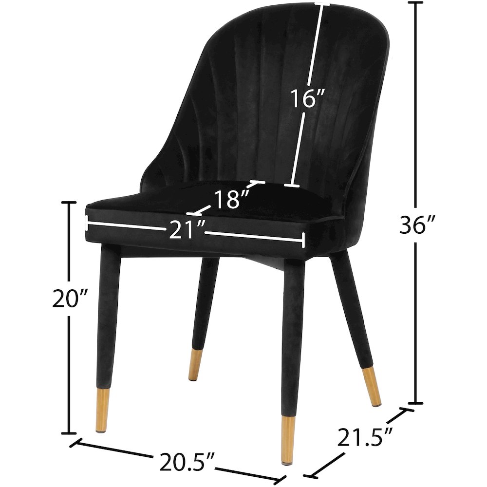 Belle Black Velvet Dining Chair, Set of 2. Picture 5