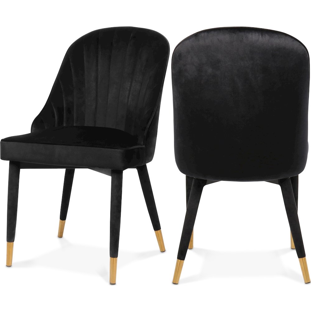 Belle Black Velvet Dining Chair, Set of 2. Picture 1