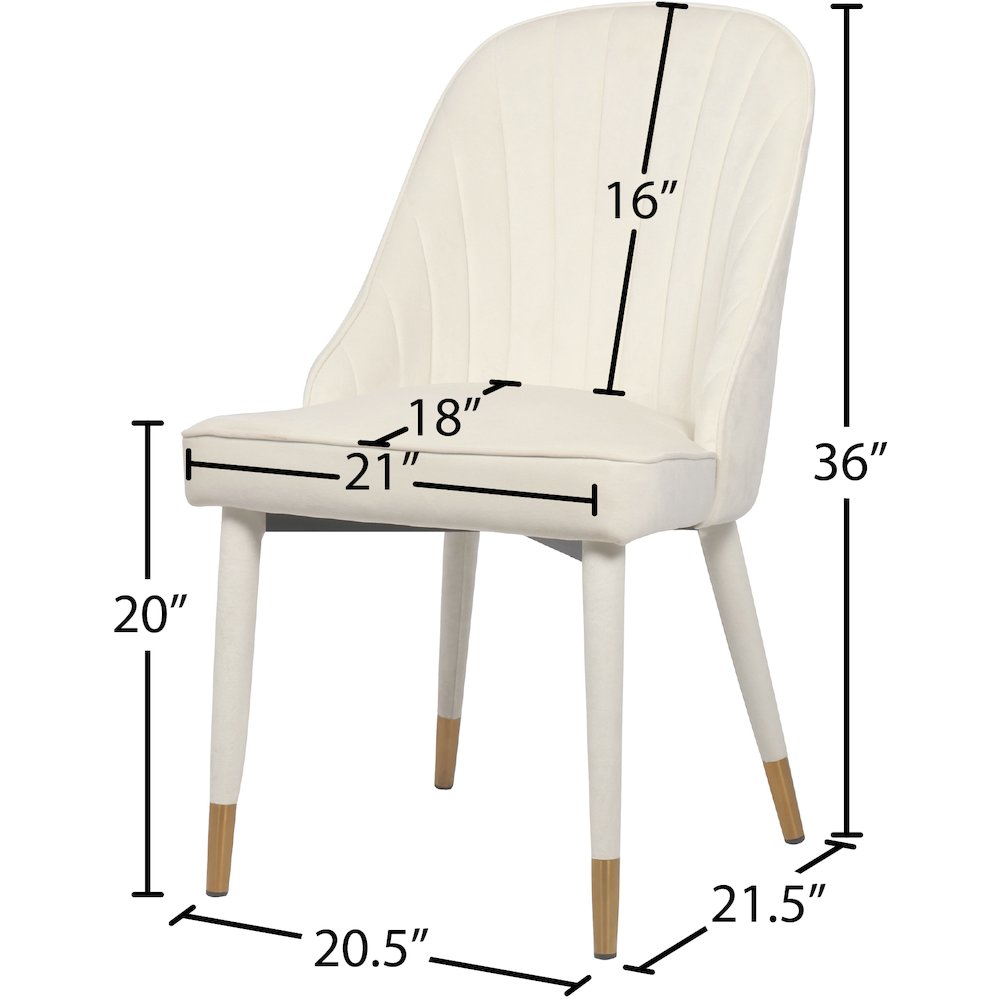 Belle Cream Velvet Dining Chair, Set of 2. Picture 5