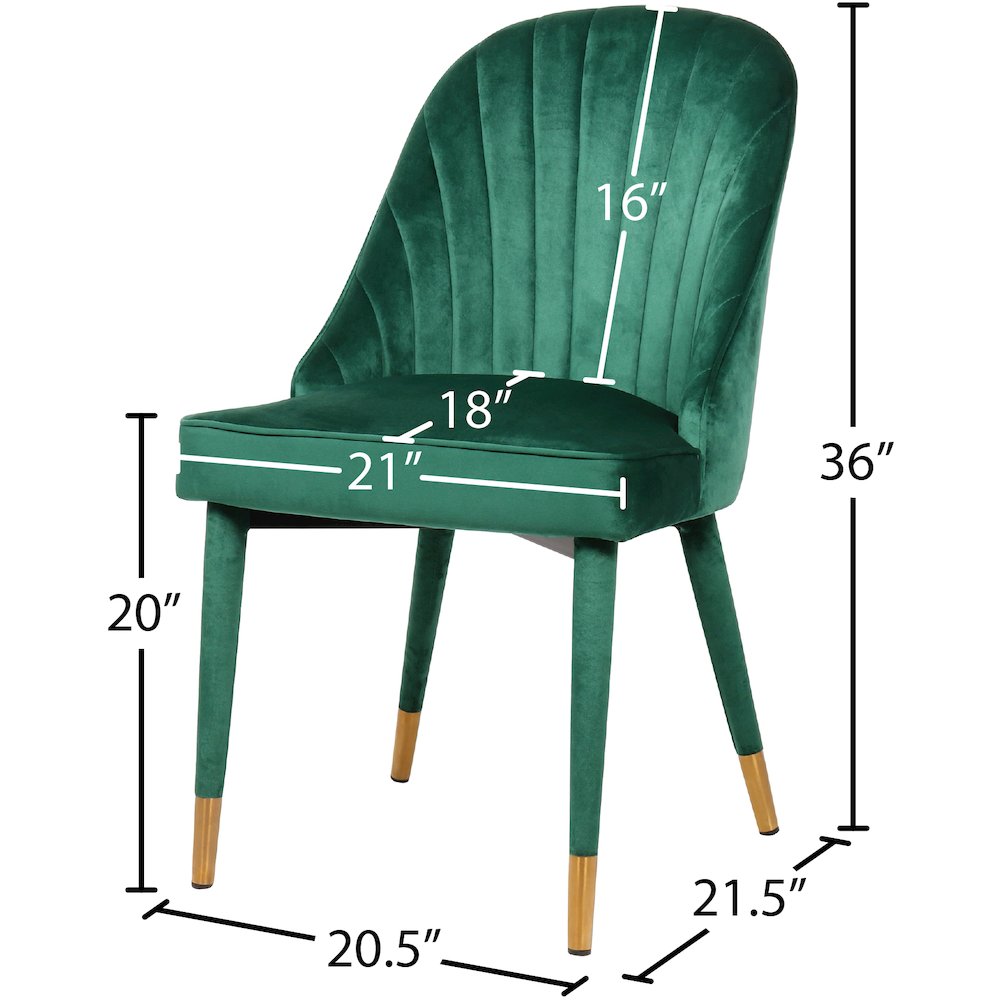 Belle Green Velvet Dining Chair, Set of 2. Picture 5
