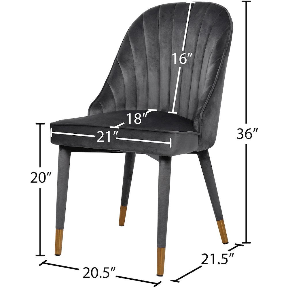 Belle Grey Velvet Dining Chair, Set of 2. Picture 5