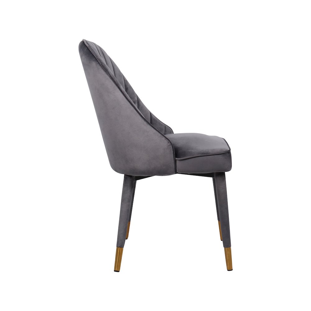 Belle Grey Velvet Dining Chair, Set of 2. Picture 3