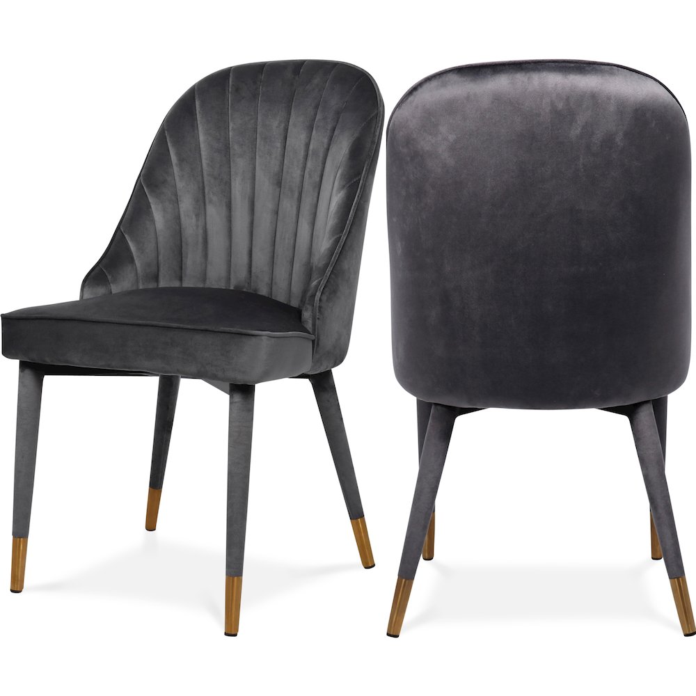Belle Grey Velvet Dining Chair, Set of 2. Picture 1