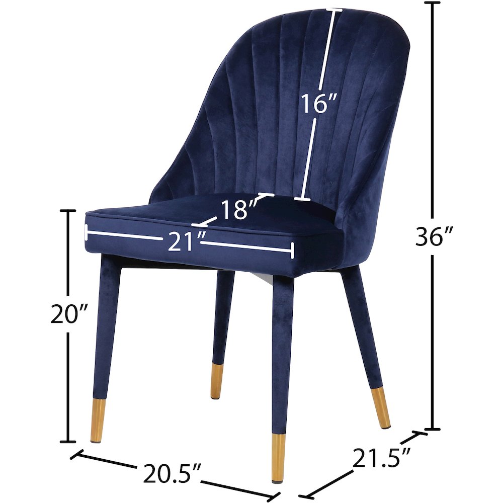 Belle Navy Velvet Dining Chair, Set of 2. Picture 5