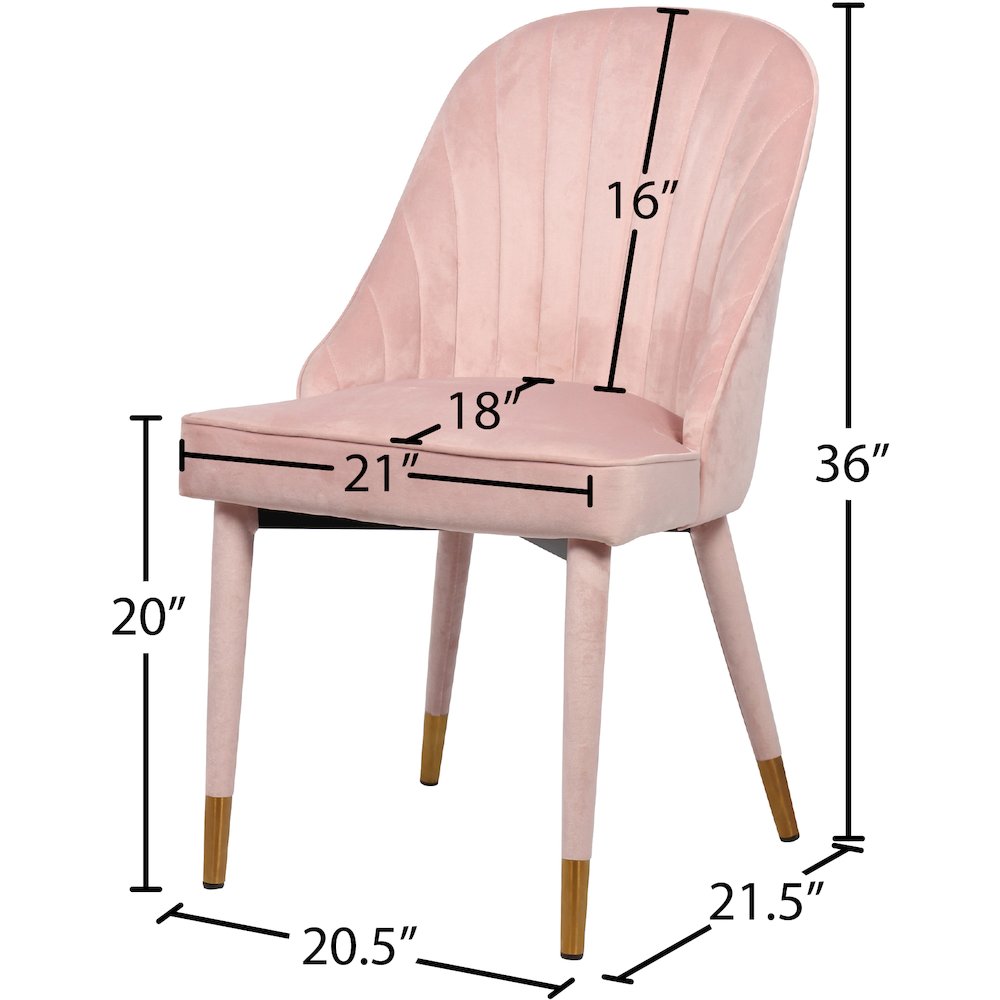 Belle Pink Velvet Dining Chair, Set of 2. Picture 5