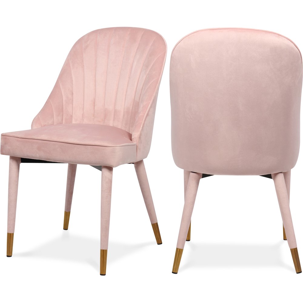 Belle Pink Velvet Dining Chair, Set of 2. Picture 1