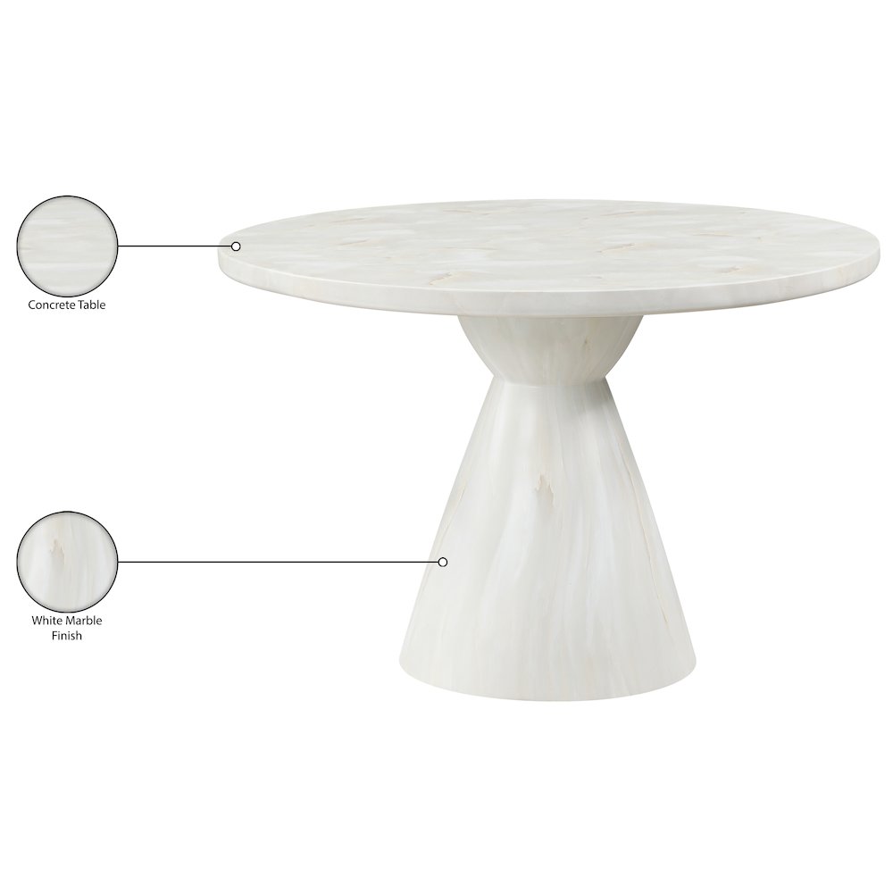 Aquino 43.5" White Concrete Indoor/Outdoor Dining Table. Picture 7