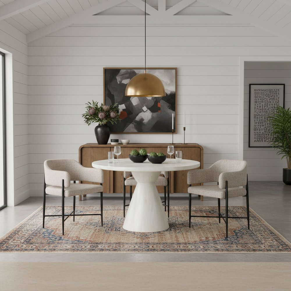 Aquino 43.5" White Concrete Indoor/Outdoor Dining Table. Picture 2