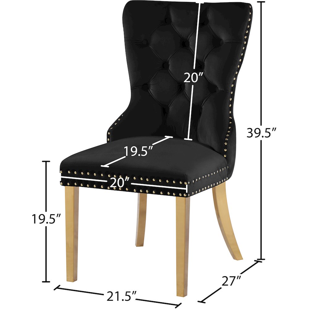Carmen Black Velvet Dining Chairs, Set of 2. Picture 5