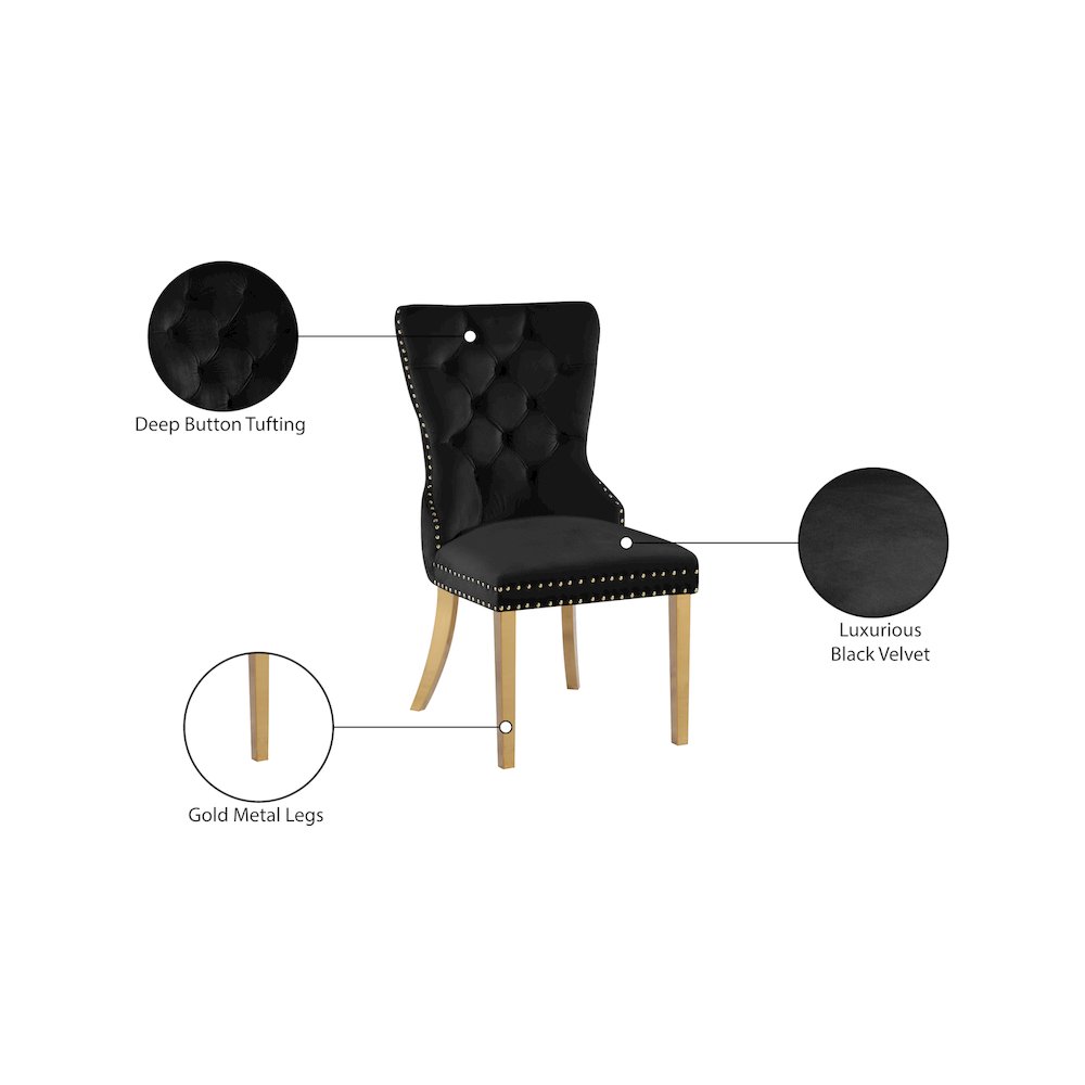 Carmen Black Velvet Dining Chairs, Set of 2. Picture 6