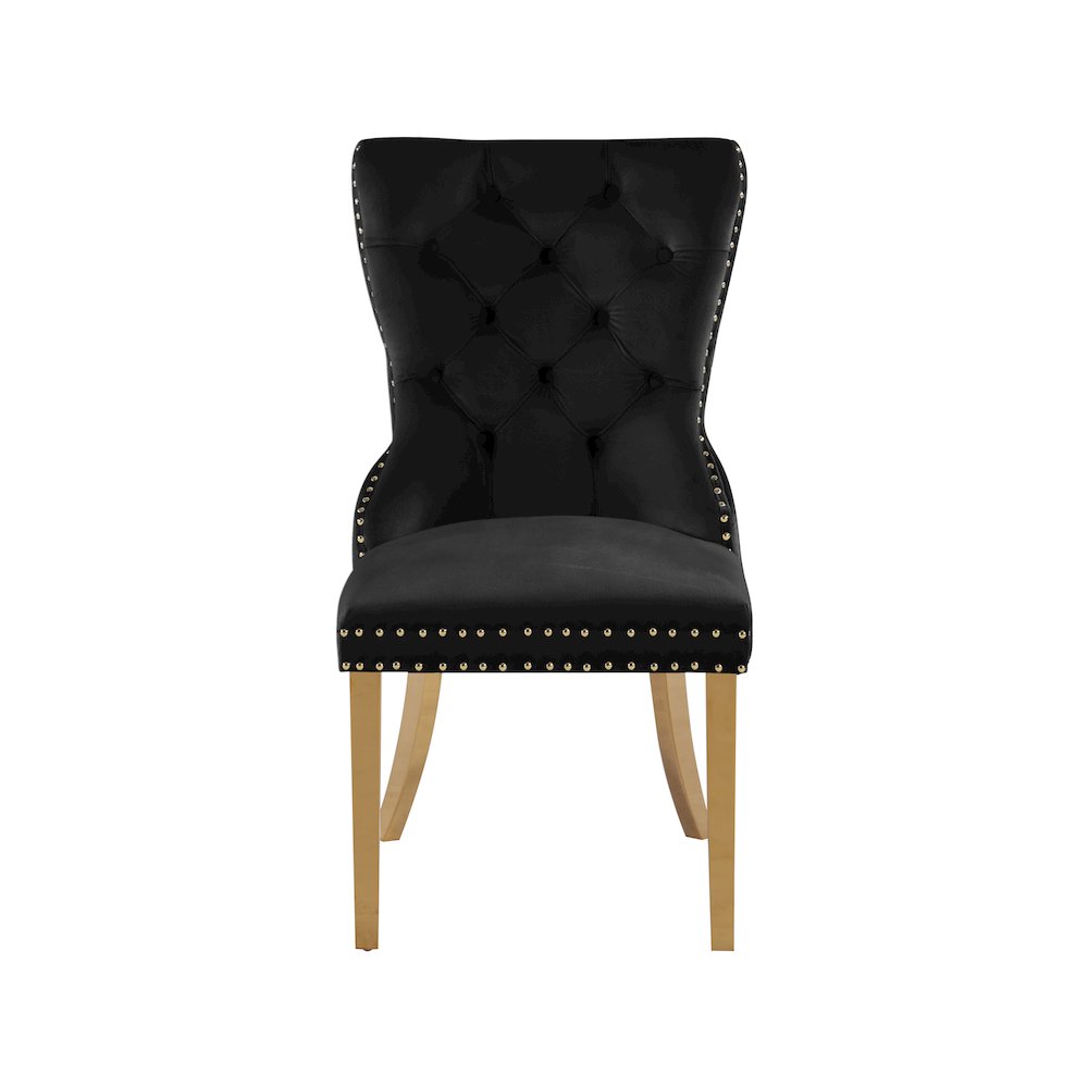 Carmen Black Velvet Dining Chairs, Set of 2. Picture 2