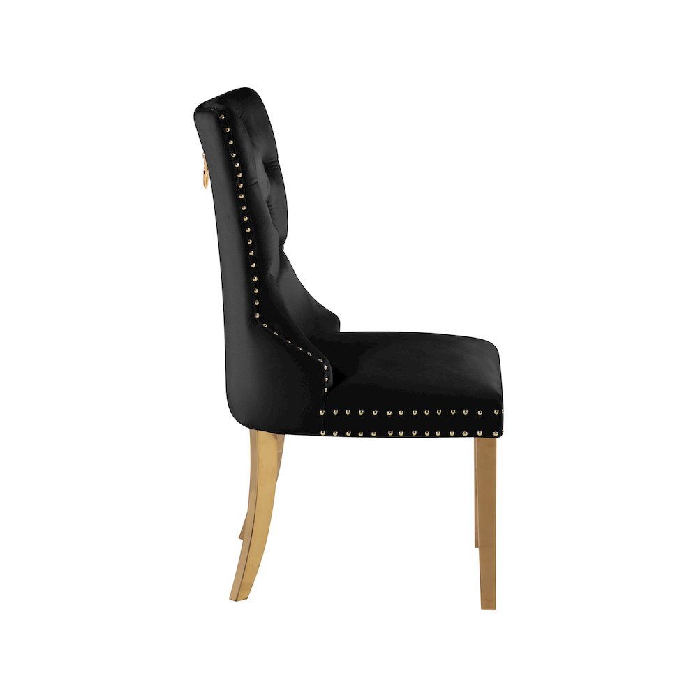 Carmen Black Velvet Dining Chairs, Set of 2. Picture 3