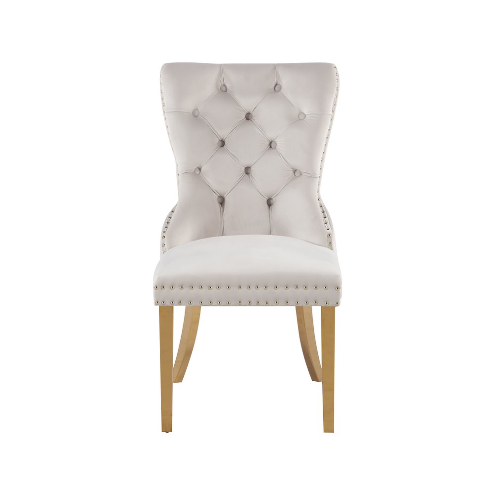 Carmen Cream Velvet Dining Chairs, Set of 2. Picture 2