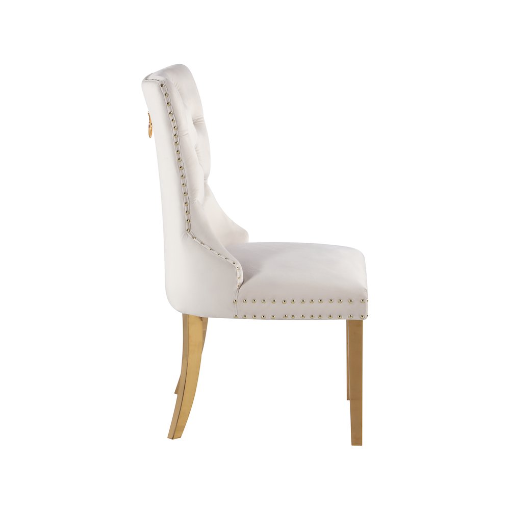 Carmen Cream Velvet Dining Chairs, Set of 2. Picture 3