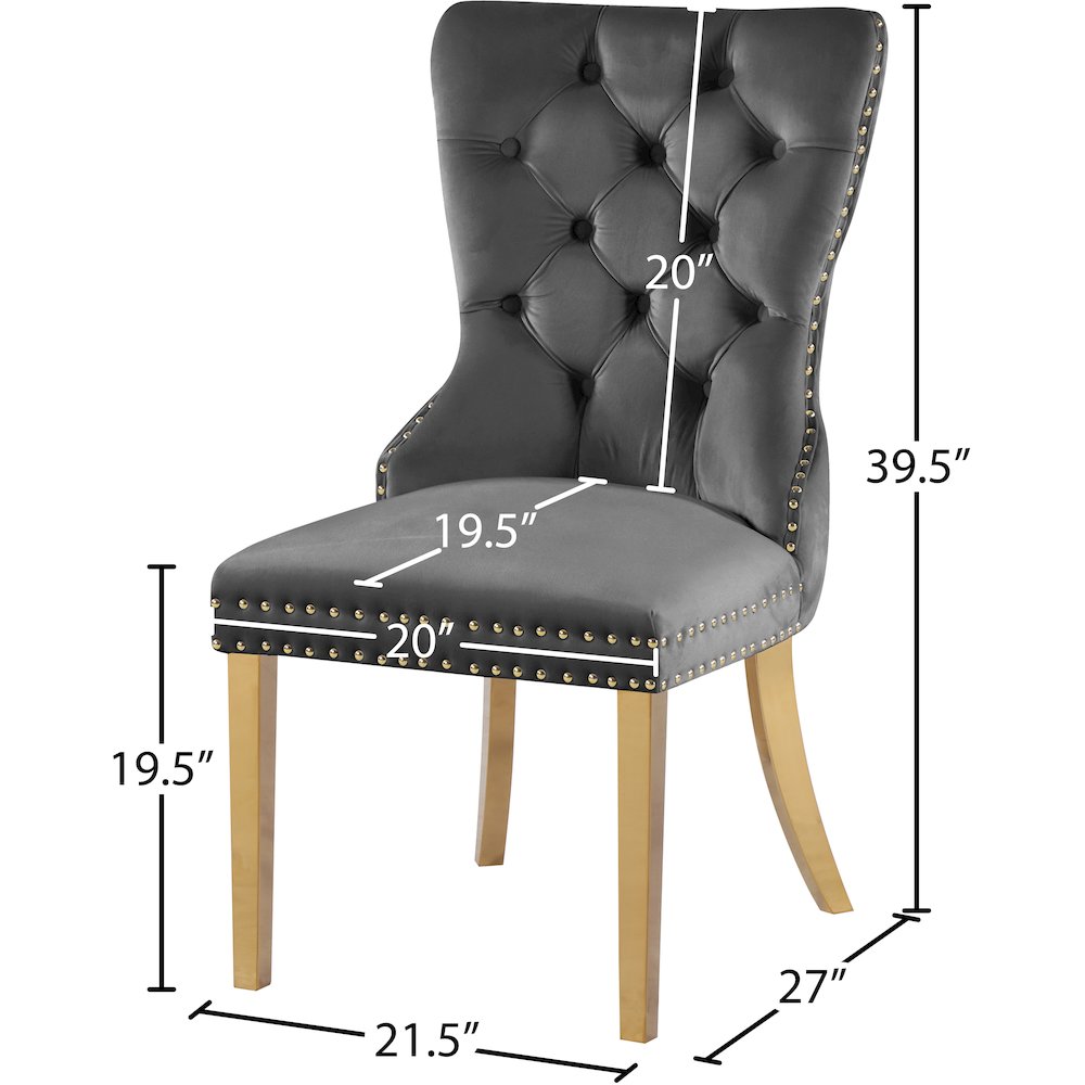 Carmen Grey Velvet Dining Chairs, Set of 2. Picture 5